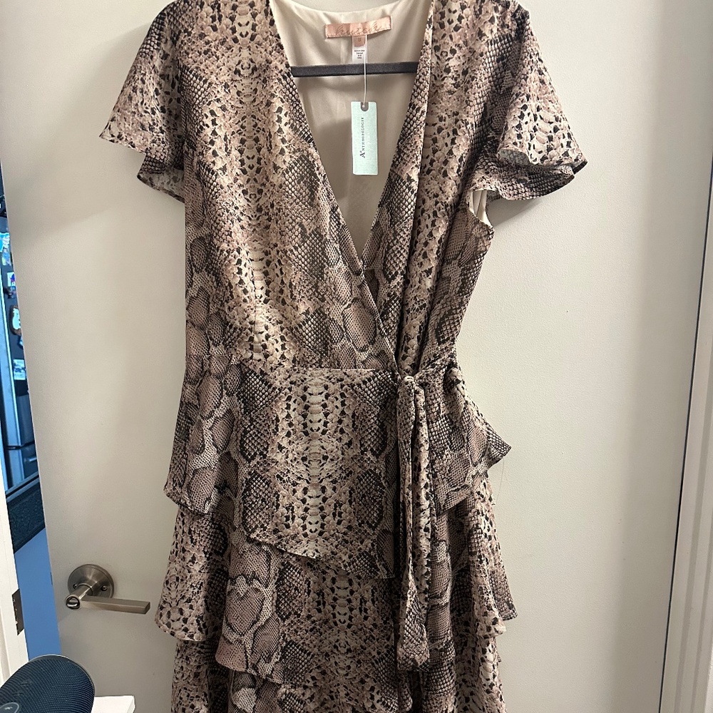 Anthropologie Hutch Serpentine Ruffled Midi Wrap Dress NWT